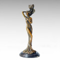 Castiçal Estátua Flor Senhora Candlestick Bronze Escultura Tpch-063 ~ 066